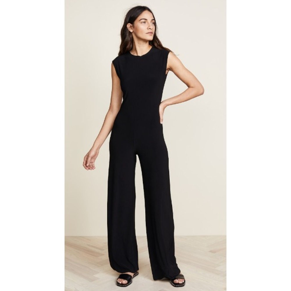 Norma Kamali Black Sleeveless Wide-Leg Jumpsuit